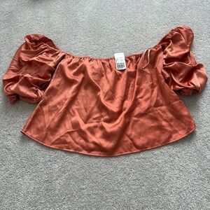NWT - Forever 21 - Women’s Sateen Off the Shoulder Top - Large - Orange